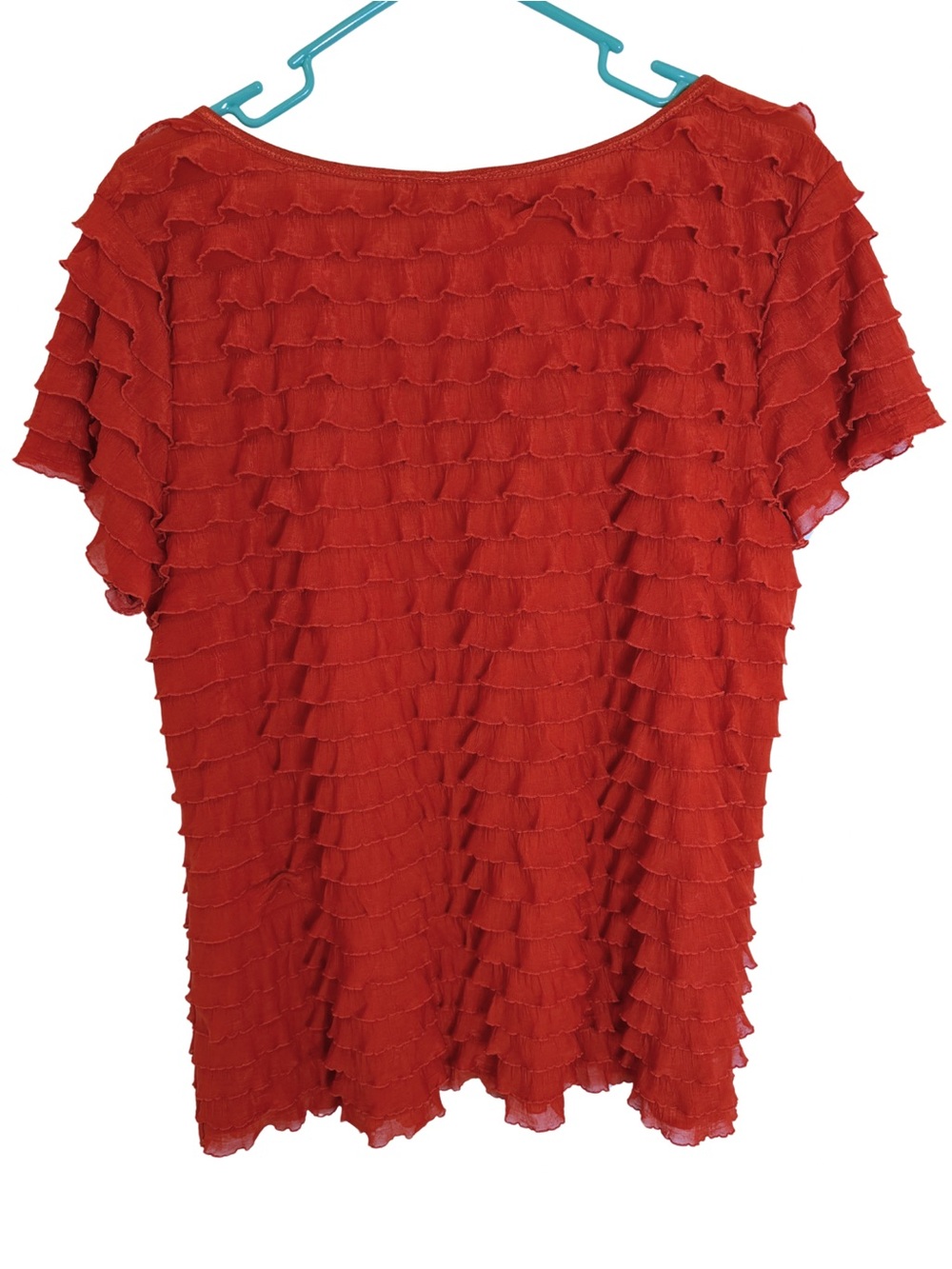 3/$20 Cato Rust Red Layered Ruffle Short-Sleeve Top - Picture 2 of 4
